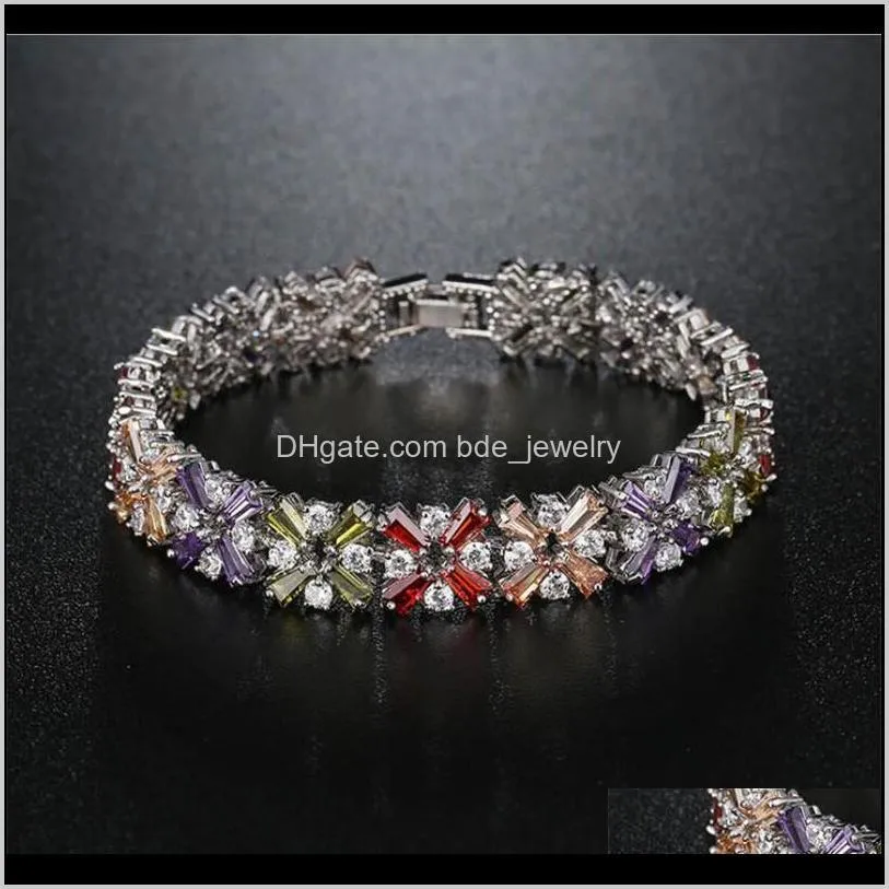 lucky mona lisa bracelet luxury jewelry 18k white&rose gold fill multi color cz diamond gemstones party popular women wedding bangle
