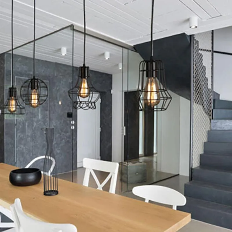 Industrial Iron Industrial Style Pendant Lighting Covers Shades With Black Thread For Living Room And Bedroom Lighting Fixtures American Rural Style Light Bulb Cage From Michaelbeasley 13.12 DHgate.Co...