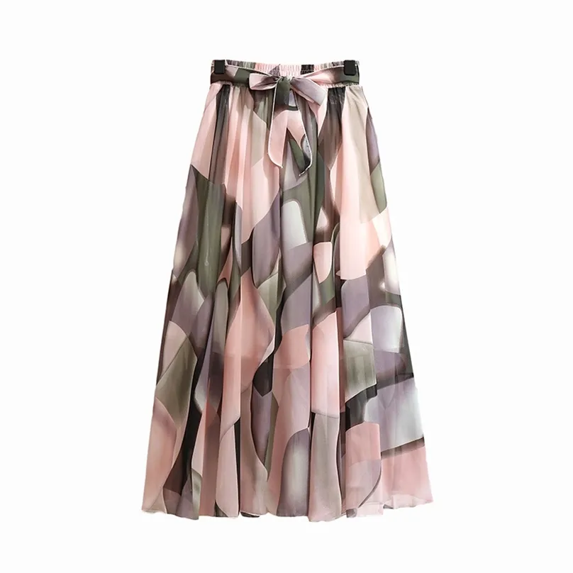 TFETTERS 22 Color Chiffon Floral Long Skirt Spring/summer Bohemian High Waist Beach Womens Clothing 210629