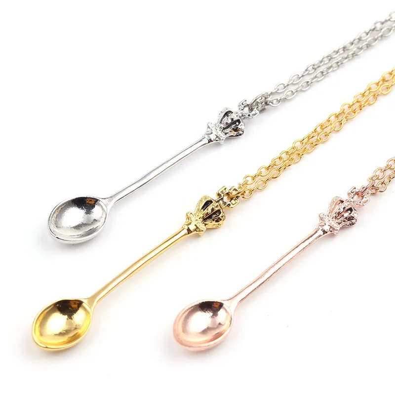 crown teapot Smoking Accessories Dab Dabber Snuff Snorter Sniffer Powder Spoon Necklace Wax Scoop DH464