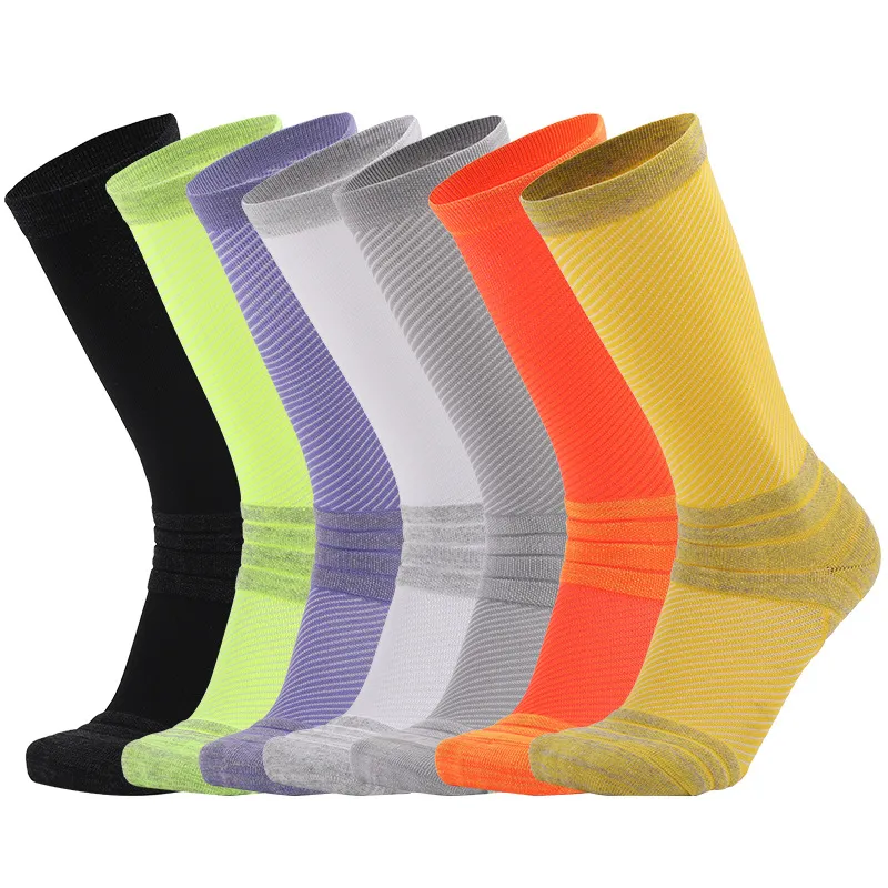 Men and women outdoor sports socks calf protection cycling pressure sockings comfortable soft towel soled running marathon hose