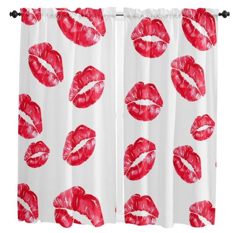 Curtain & Drapes Sexy Lips Watercolor Window Curtains For Living Room Bedroom Blinds Kitchen Treatments Panel