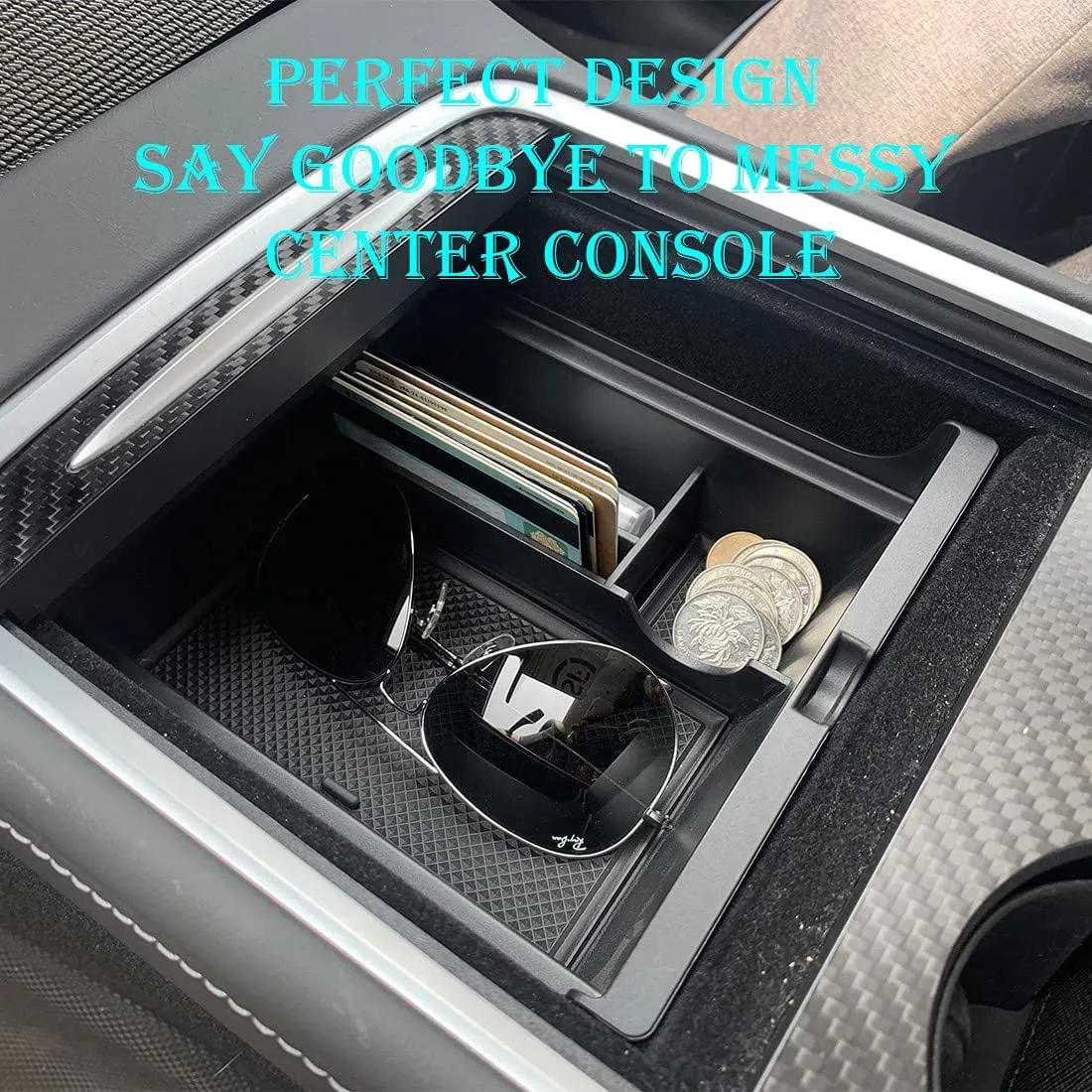 Tesla Model 3 Y Center Console Engine Parts Organizer Tray Hidden