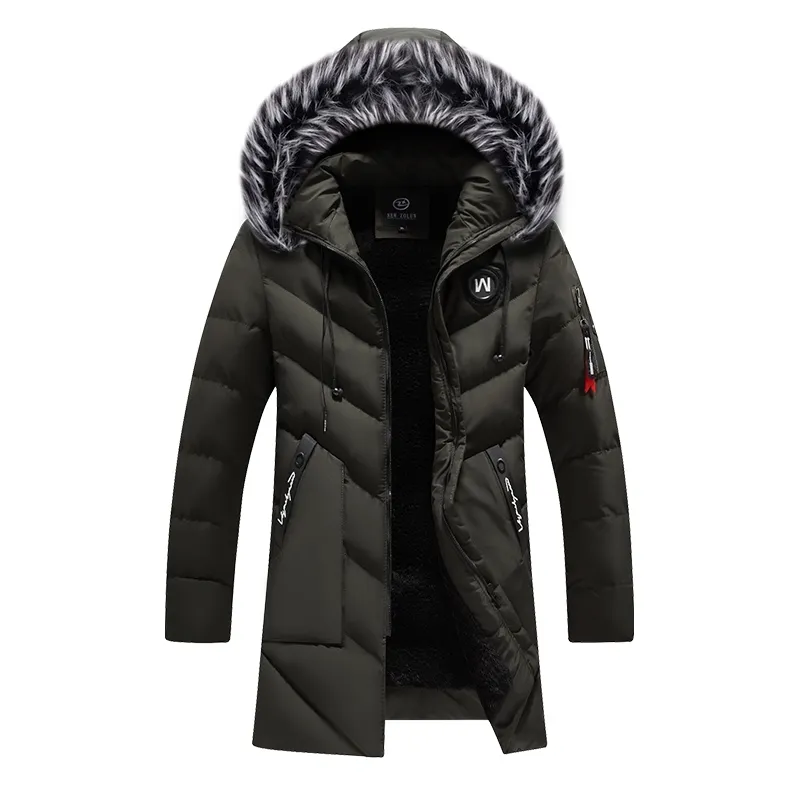 Varsanol -20 graden heren parkas lange stijl winter jas jassen dikke warme hooded jassen katoen bontkraag gevoerde uitloper 210601