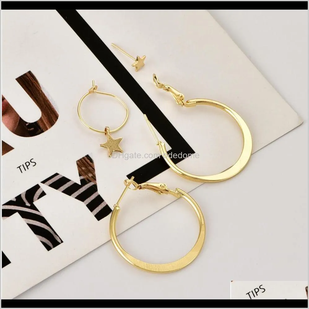 fashion jewelry earring sets hoop star stud star pendant steel alloy material gold color plated for women girls gift