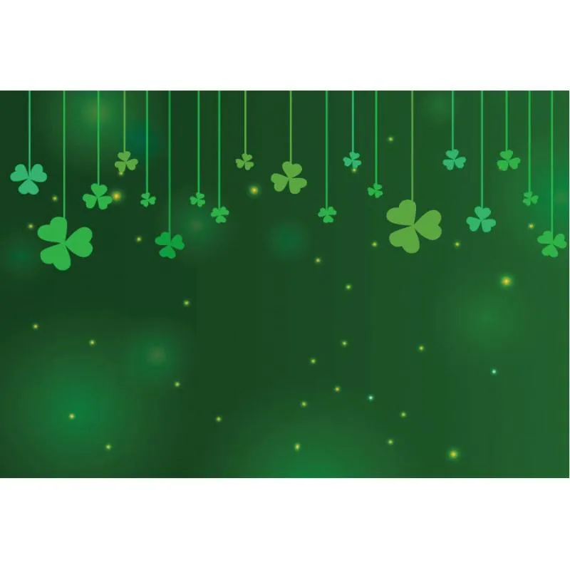 Party-Dekoration, St. Patrick's Day, grüner Hintergrund, hängendes Kleeblatt, Pografie-Hintergrund, Urlaub, Feier, Dekoration, Po-Stand, Studio-Requisite