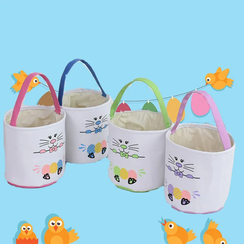 Easter Eggs Hunt Basket Festive Cloth Bunny Bucket Bag Funny Rabbit Face Handbag Celebrate Festival Party Decoration
