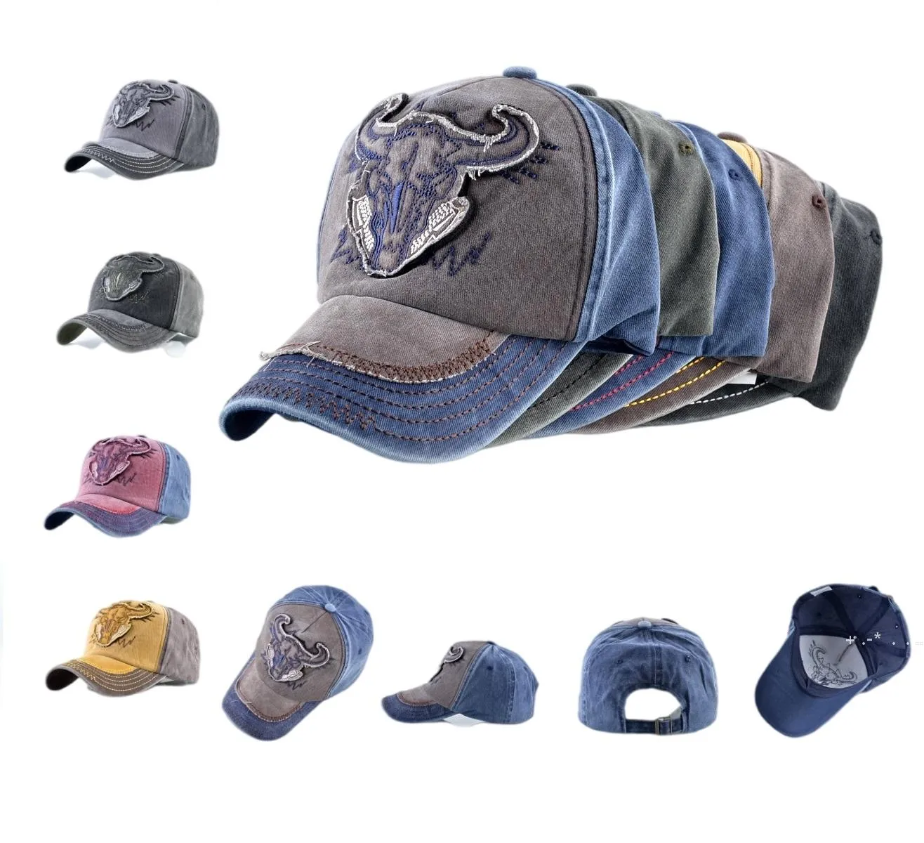 Laten we Go Brandon Baseball Pet met verstelbare riem Cowboy Baseball Cap Gewassen Denim Hats ZZB14412