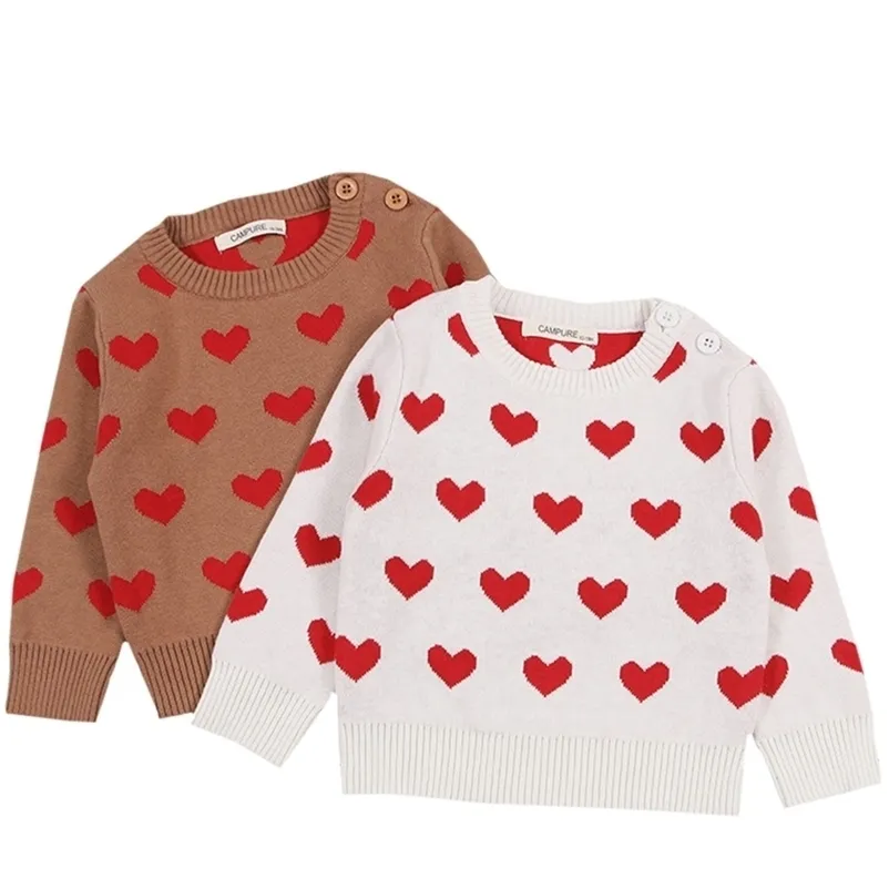 Autumn Spring Baby Girls Sweaters Kids Clothes Children Cotton Knitted Cute Love Heart Cardigan 210521