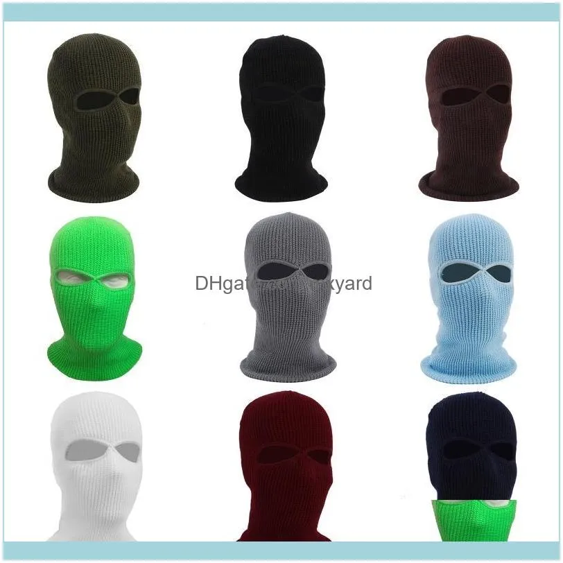 Beanies 2-Hole Knit Ski Mask Balaclava Hat Winter Full Face Cover Neck Gaiter Beanie Cap XX9D