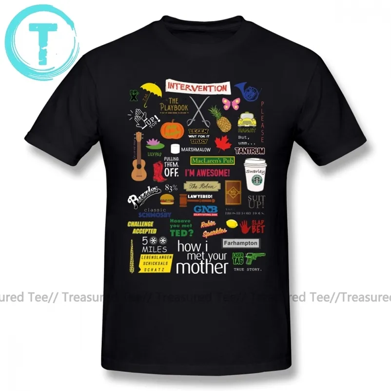 Bet T Shirt Hur jag träffade din mor T-tröja Bomull Mens Tee Shirt Short Sleeve Big Graphic Cute Beach Tshirt 210322