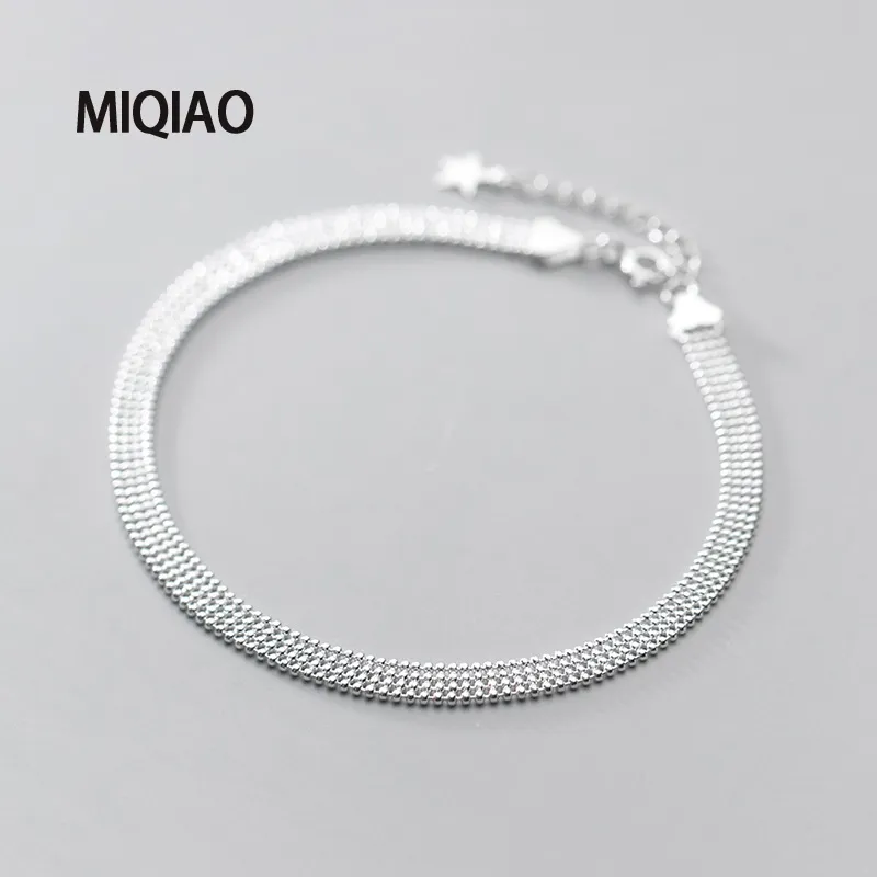 2020 Miqiao 925 Sterling Silver Kvinnors Enkla Pärlor Kedja Anklet Sandaler Fashion Foot Fine Smycken Ben Armband Ornament