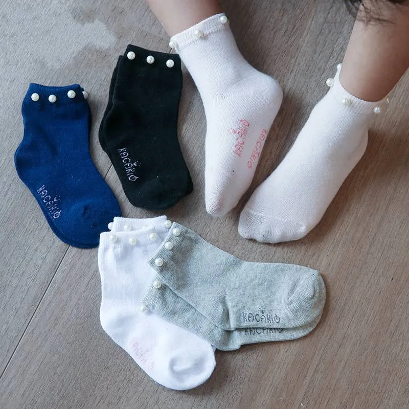 Prinsessan Flickor Socks Toddler Baby Pearl Design Ankel Socks Barn Golv Sock Infant Nyfödda Calcetines de Bebe 122 B3