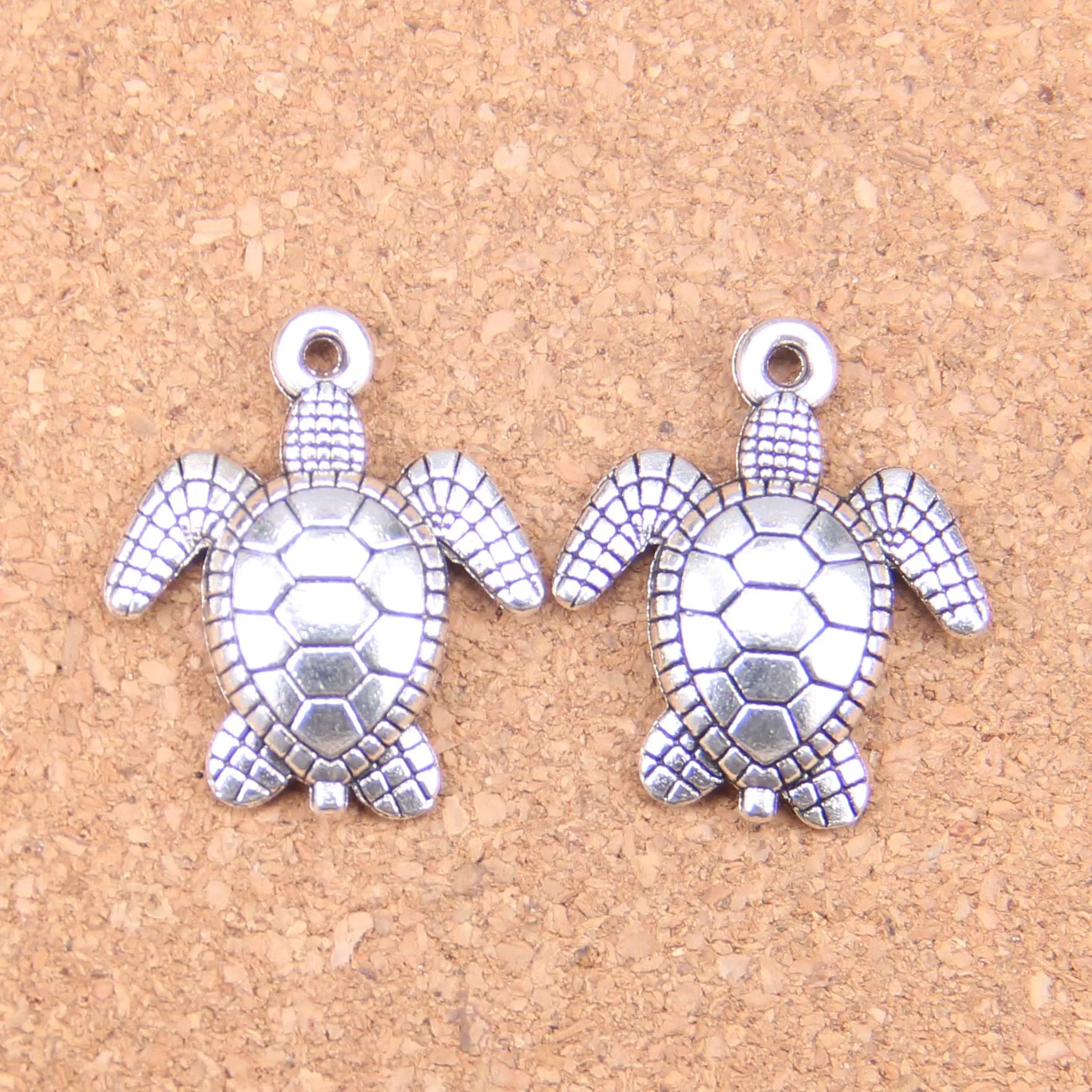 33 pièces Antique argent Bronze plaqué tortue tortue de mer pendentif à breloques collier à faire soi-même Bracelet résultats de Bracelet 26 23mm202T