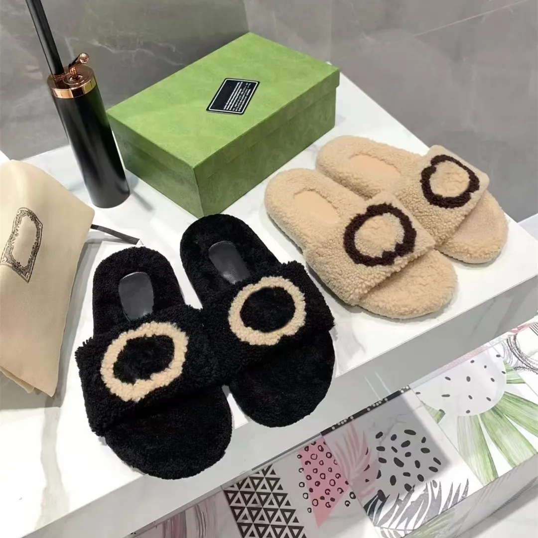 Slippers Luxury Slipper Outdoor Shoes Top Blendent Designer Fluffy Autumn Winter Indoor Keep Warm Quality Soft Stepping On Shit Feeling Comfort 35-40 2021 G