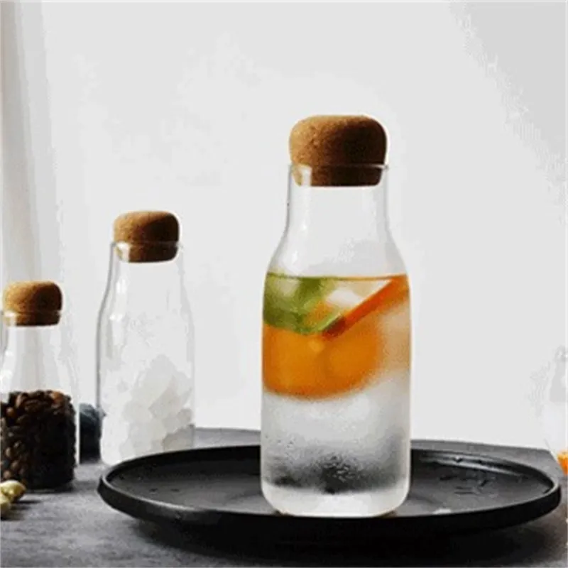 Jares de vidrio jarro de masón tiendas transparentes puede botellas de tapón de corcho recipientes de botella de vidrio pequeños tanque de almacenamiento de café sellado 391 R2