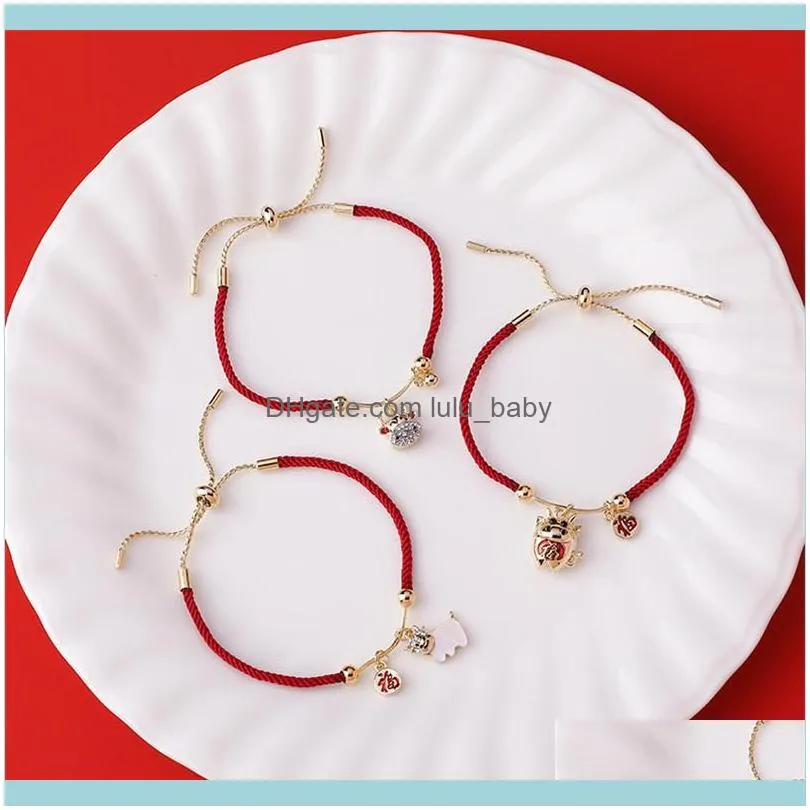 Charm Bracelets 2021 Korean Red Lucky Cow Rope Chain For Money Birthday Gift Fashion Hands Jewelry Party