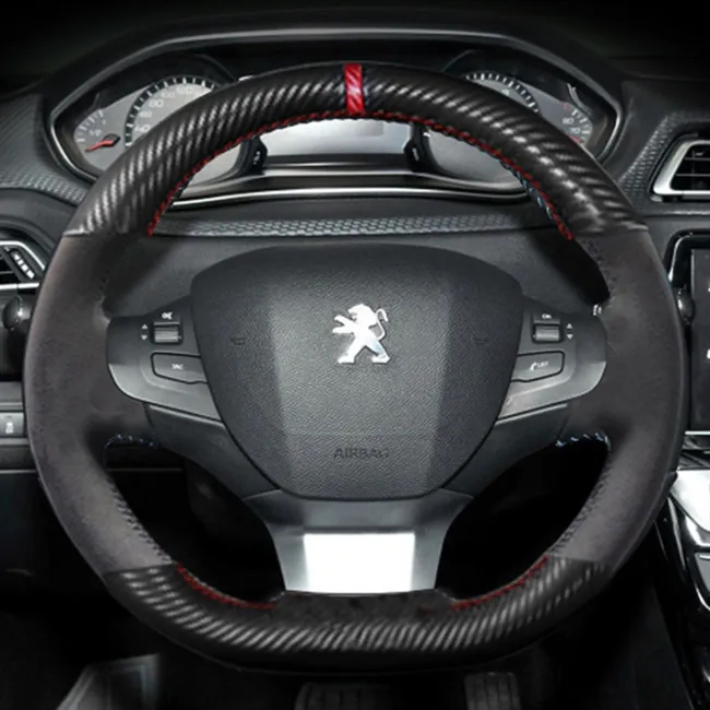 Funda Volante Coche para Peugeot 308 para Viejo para Peugeot 408 Cubierta  del Volante del Coche Cubre Volante Coche (Color : Black) : :  Coche y moto