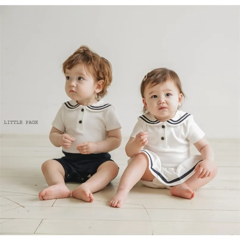 Sommer Familie Passende Kleidung Bruder Schwester Outfits Spanisch Baby Mädchen Kleid Kleinkind Jungen Strampler Overall Kinder Kleidung 211011