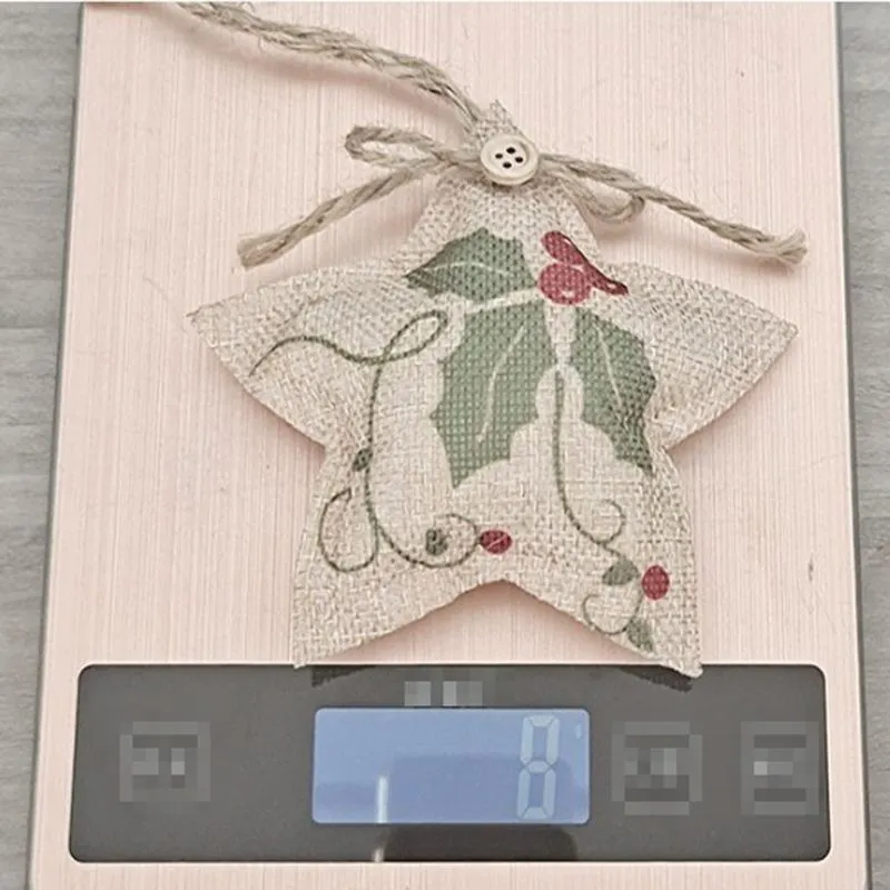 Christmas Linen Pendant Tree Printed Small Strap Ornament-Five-pointed Star Socks Ball Mall Decoration Cloth Embellishment Exquisite ZJTL0167