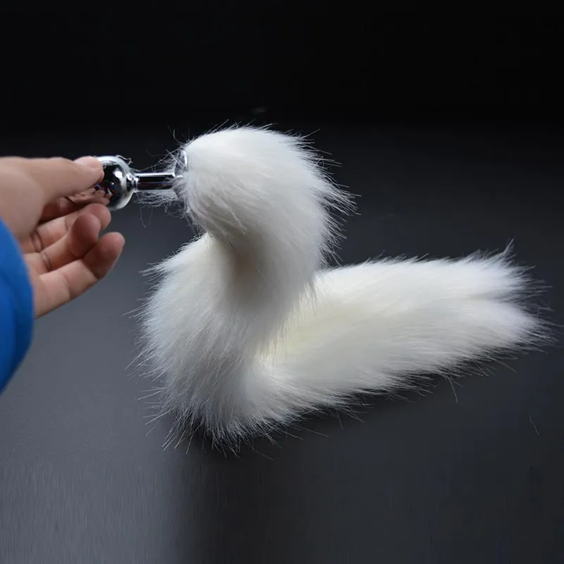 1PC Pure  Tail Butt Metal Plug 35cm Long Anal Sex Toy Animal RolePlay Cosplay with Real Racoon Dog Hiar Sex Products07