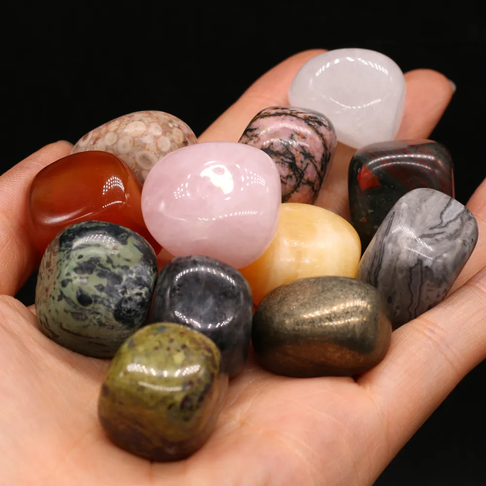 Perle de pierre naturelle de chakra en vrac polie, paume Reiki, guérison, quartz rose, cristaux minéraux, pierres précieuses polies, pièce à main, décoration de la maison, cadeaux 20-30 mm