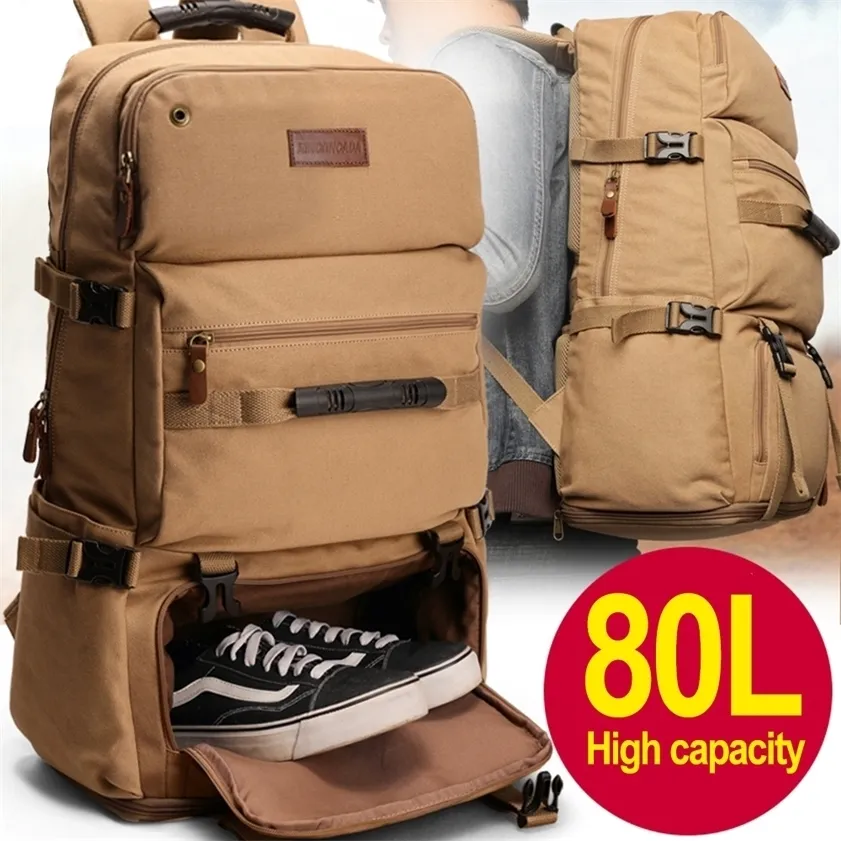 50L 80L Grande Capacidade Saco de Esportes Ao Ar Livre Militar Tático Mochila Caminhadas Camping À Prova D 'Água Desgaste-Oposição Nylon Mochila X261D 220216