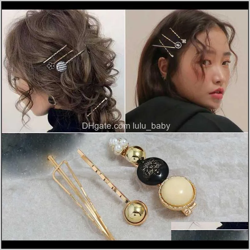 new korean simple imitation pearl hair grip hair accessories for women fashion barrettes 3pcs/set bb clip hairpins ornament