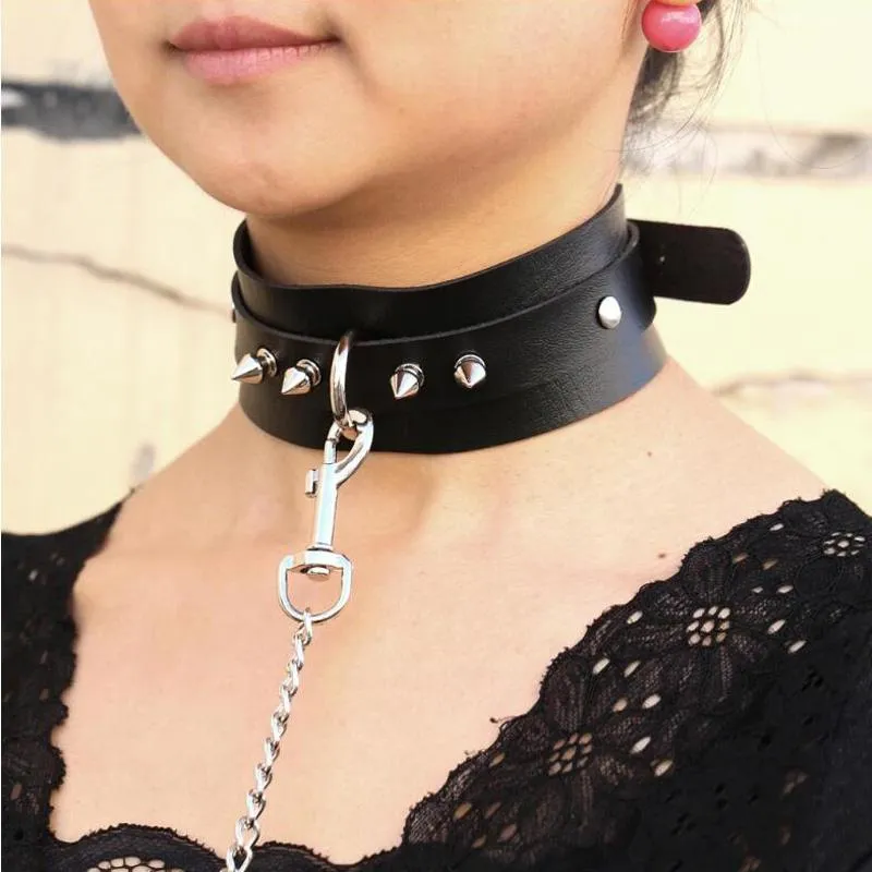 Chokers Sexy Punk Choker Collar Big Artificial Leather Bondage Goth  Jewellery Women Gothic Necklace Jewelry