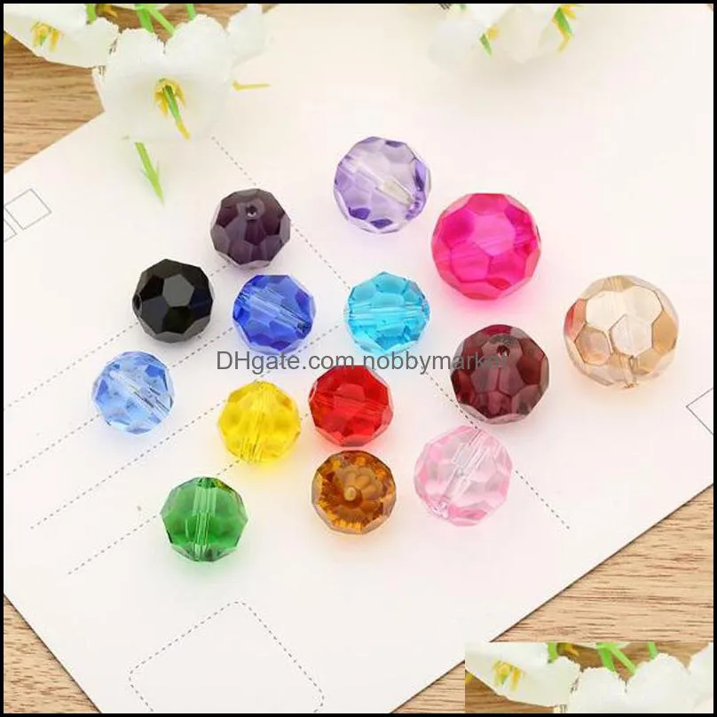 6mm Ball Faceted Glass Crystal Spacer Austria Section Crystal Glass Beads Loose Spacer Round Beads For Jewelry Making 17Colors