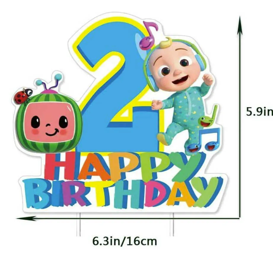 Buon compleanno Cocomelon Cartoon Children's Cake Bandiera Decorazione del  partito Carino JJ Boys Famiglia Rainbow Rainbow Bambini Regali di