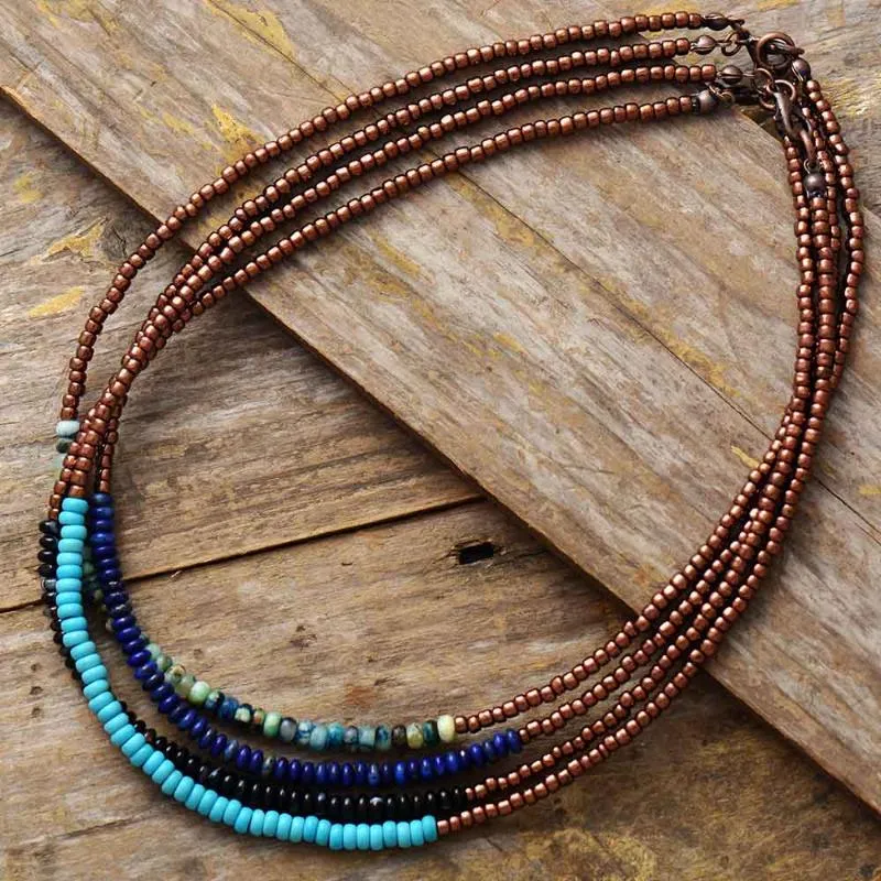 Kolye Kolye Basit Tohum Boncuk Vintage Chokers Kolye Kadın Boncuklu Yaka Bohemia Taş Strand Bilezikler Takı Bijoux