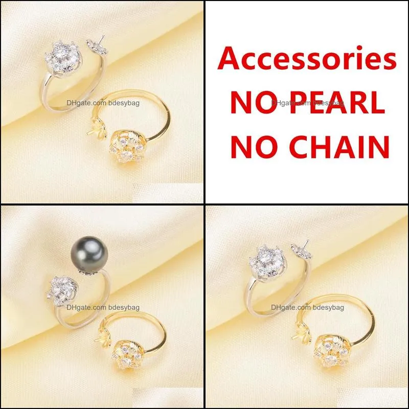 Other Pearl Ring Settings, Fashionable Findings, Adjustable Size 925 Silver Jewelry DIY Making No