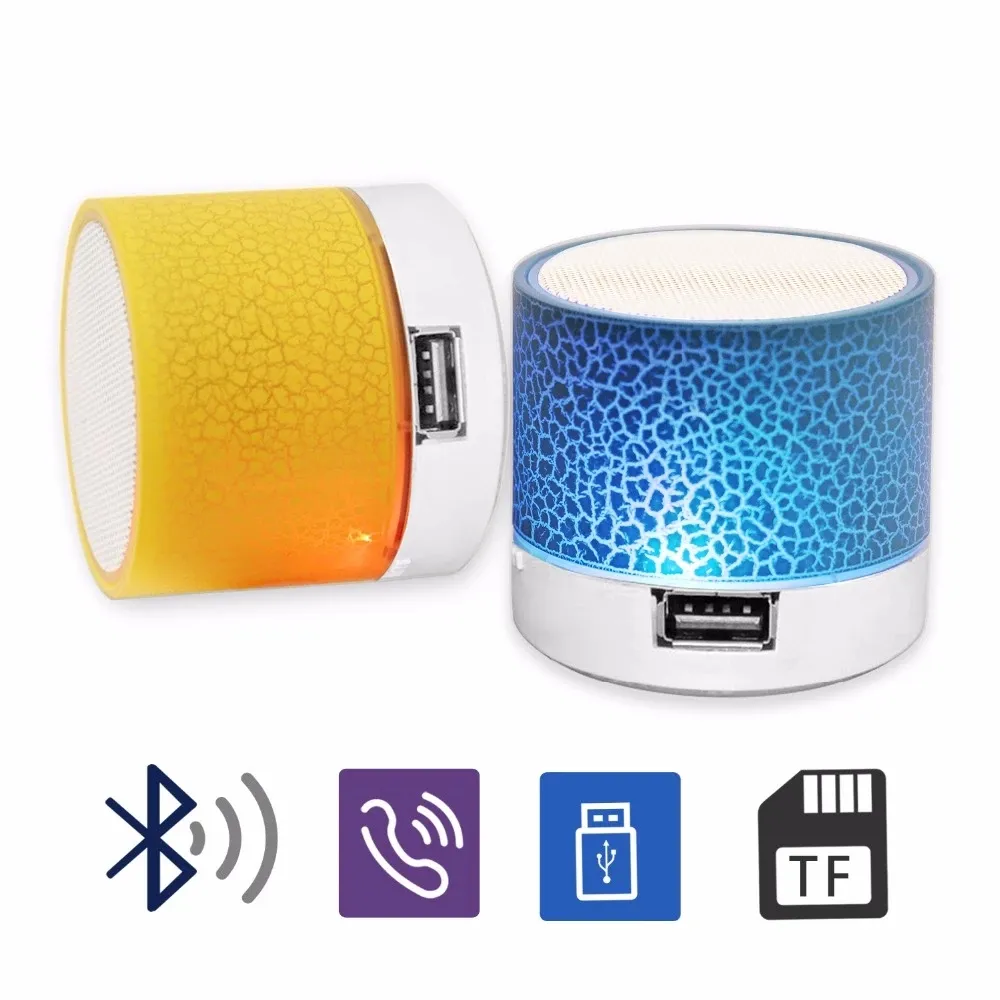 Original Portátil Mini LED Bluetooth Speakers Sem Fio Pequeno Música Áudio TF USB FM Light Som de Som Estéreo para telefone com Mic