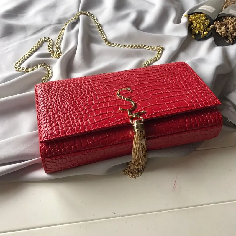 Designer Luxury Crossbody Small Metallic Red Leather Shoulder Bag Size:24*5.5*14cm