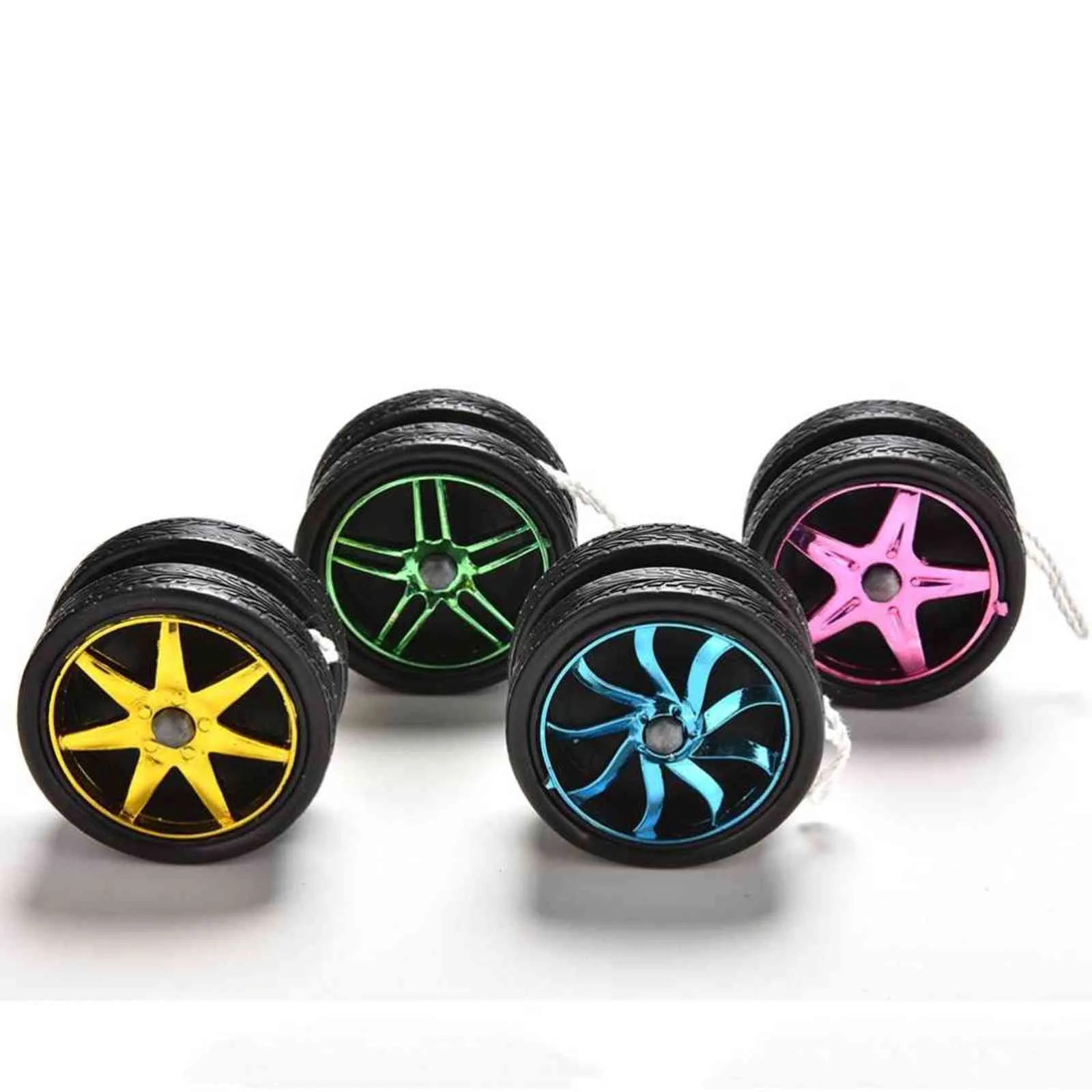 1pc Shape de roue unique Design Yoyo Ball Electroplate Yoyo Ball Roulement String Baby Jouet cadeau Yo-yo Enfants Magic Jongler Jouet G1125