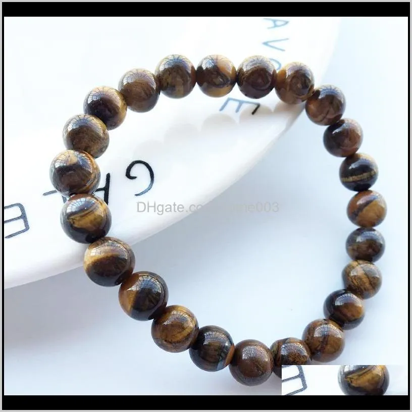 new natural tiger eye stone beaded bracelets 8mm yoga balance beads buddha prayer elastic bangles lx0387