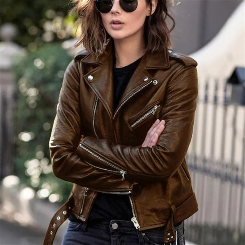 Jeans Leather Jacket Outfit Woman Cool Faux Leather Motorcycle