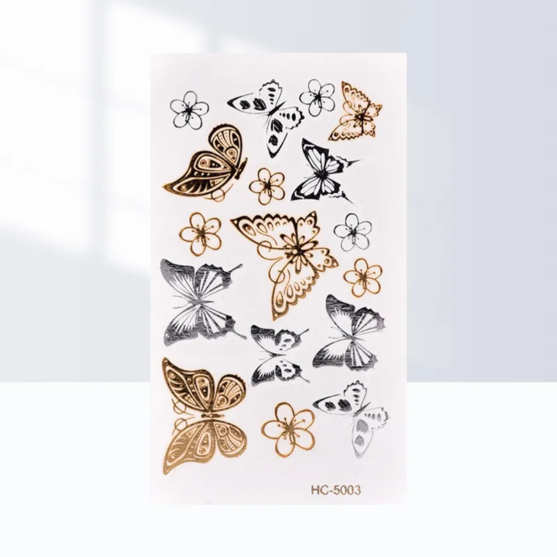 Belly/Waist/Ankle/Foot Waterproof Sticker Sexy Tattoos Gold Butterfly Tattoi 3D Temporary Tatoo Body Art