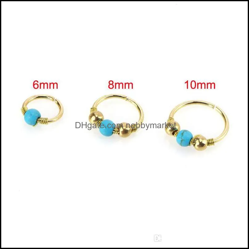 Stainless Steel Nose Ring Turquoise Nostril Hoop Nose Earring Piercing Jewelry