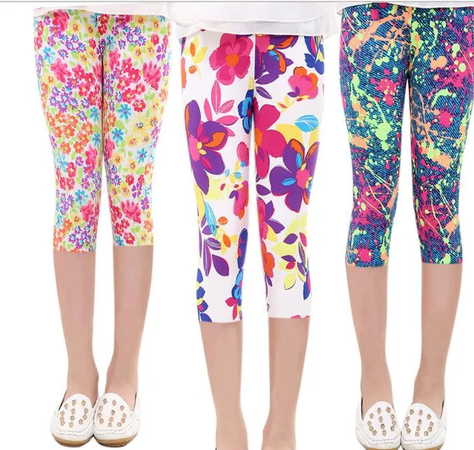 35 estilo borboleta impressão verão menina leggings elástico menina confortável calça crianças crianças leggings menina bebê roupas