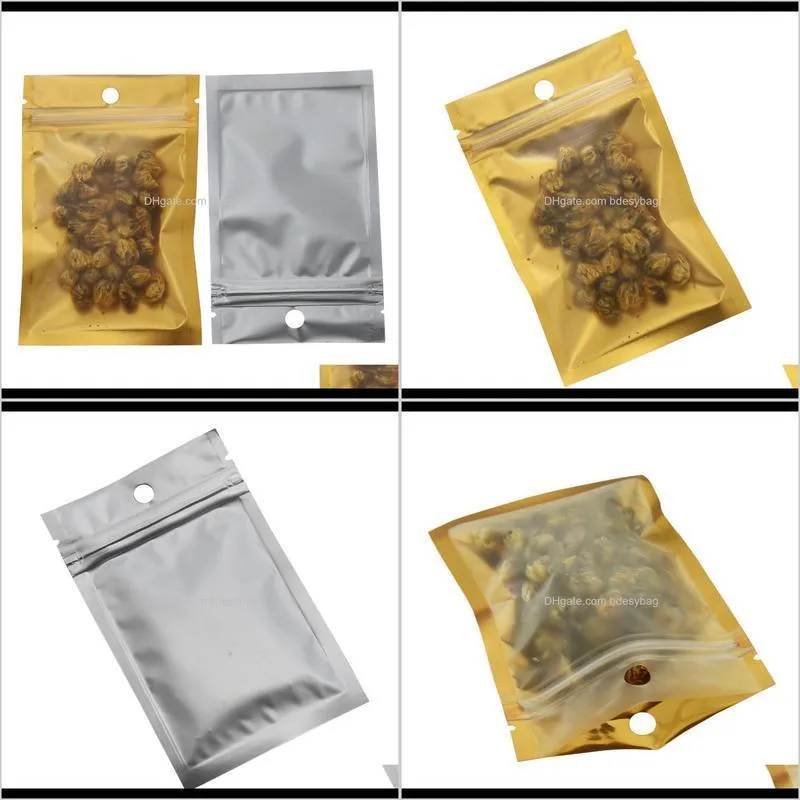 7.5x12cm matte clear sivler/golden zipper package bags resealable plastic aluminum foil food bag heat sealable zip mylar pouch