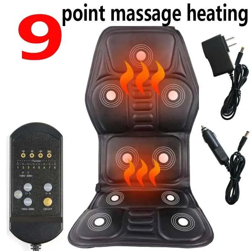 Massage Pistool Elektrische Nek Massager Back Chair Kussen 9 Motor Vibrator Home Auto Kantoor Lumbale Taille Pain Relief Seat Pad Relax Mat