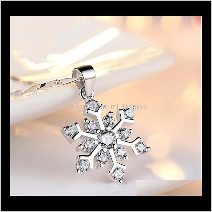 silver snowflakes pendant necklace with the crystal necklaces luxury charm necklace fashion christmas gift ps0664