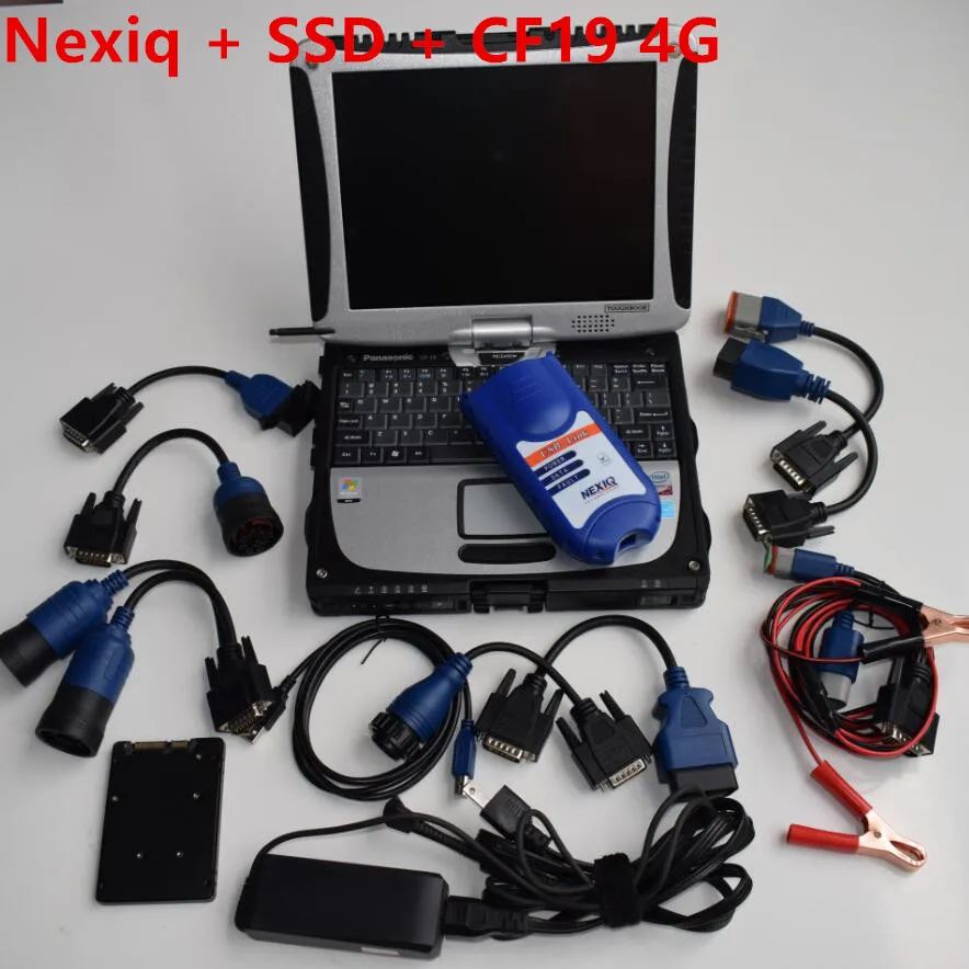Nexiq usb link 2 herramienta de diagnóstico de camiones pesados escáner 125032 con laptop cf19 pantalla táctil super ssd cables completos