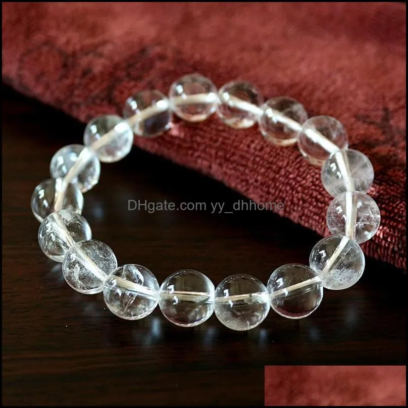 Beaded, Strands Fine + 100% Natural White Crystal Stone Bead Bracelet Yoga