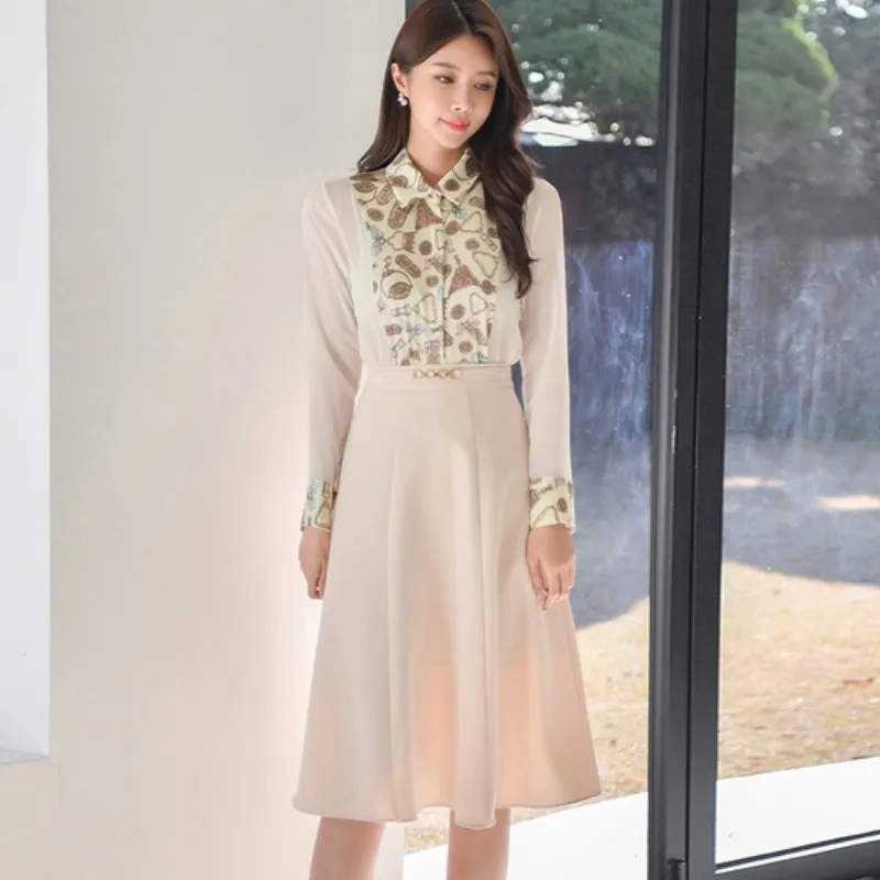 Ladies Two Piece Pant Suits: Chiffon Long Sleeve Shirt \u0026 A Line Midi Skirt  Set Elegant Office Style From Long005