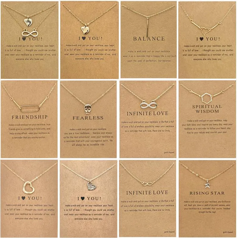 Dogeared Necklace With Gift card Elephant Pearl Love Wings Heart Star Skull Zodiac sign Pendant For women Fashion Jewelry