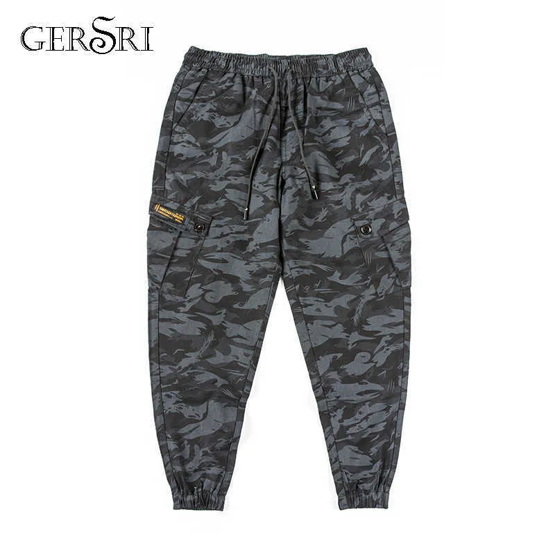 Gersri Camouflage armée pantalon pour hommes marque décontracté gros grande taille grande longue toute saison lâche rue Hip Hop Cool Trourses X0621