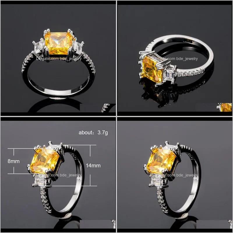 european and american fashion classic accessories square princess diamond ring inlaid with zircon women`s ring jewelry wholesale